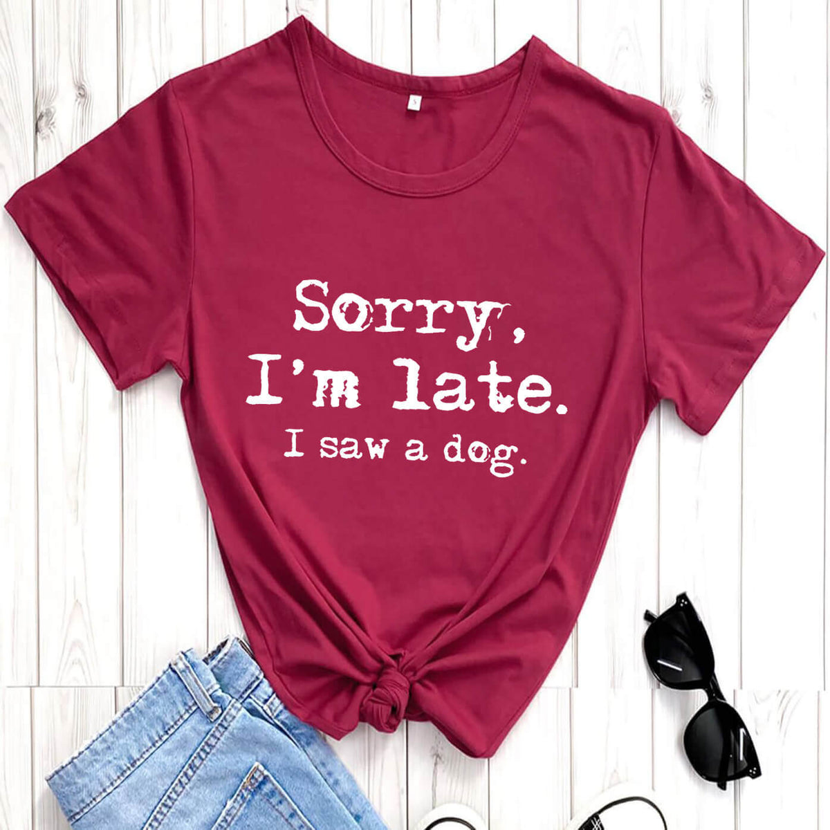 Dog Lover Letter Print T-Shirt