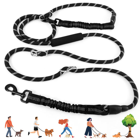 Heavy Duty Hands Free Dog Leash 10FT Adjustable Handsfree Dog Training Leash with Shock Absorbing Bungee No Pull Tangle Free Reflective Body Waist Leash for Dog Walking Running